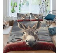 3D Print Super Soft Microfiber Donkey in car Duvet Cover Set Easy Care Bedding Set with Pillow Cases Vintage Style Bed Quilt Cover All Season Breathable Washable for Home Decor Super king（260x220cm）