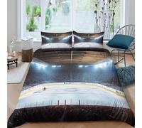 3D Print Super Soft Microfiber Ice hockey arena Bedding Quilt Cover Easy Care Bedding Set w/ Pillowcase Sports event atmosphere Quilt Cover All Season Washable for Bedroom Decor Double（200x200cm）