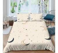 3D Print Super Soft Microfiber Moon phases Duvet Cover Set Easy Care Bedding Set w/ Pillow Cases Starry night pattern Bed Quilt Cover All Season Breathable Washable Home Decor Super king（260x220cm）