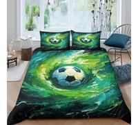 3D Print Super Soft Microfiber SoccerBallDynamics Bedding Quilt Cover Easy Care Bedding Set w/ Pillowcase AbstractSportArt Quilt Cover All Season Washable for Bedroom Decor Super king（260x220cm）