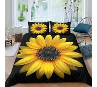 3D Print Super Soft Microfiber Sunflower bloom Bedding Quilt Cover Easy Care Bedding Set w/ Pillowcase Nature photography style Quilt Cover All Season Washable for Bedroom Decor Double（200x200cm）