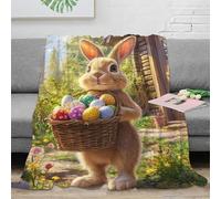 3D Print Throws Blanket King Size Rabbit and Colorful Colored Eggs Comfort Soft Sofa Bed Throw Blanket 152x204cm, Modern Fashion Design Style Children Adults Bedroom Decor - Fluffy Blankets 60"x80"
