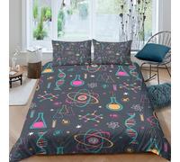 3D Print Ultra Soft Microfibre Science symbols Bed Quilt Cover All Season Bedding Set with Pillow Shams retro lab design Duvet Cover Breathable Easy Care, Washable for Home Decor King（220x240cm）