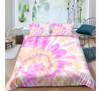 3D Print Ultra Soft Microfibre Tie-dye Pattern Bed Quilt Cover All Season Bedding Set w/ Pillow Shams Vibrant Abstract Design Duvet Cover Breathable, Easy Care, Washable Home Decor Single（140x200cm）