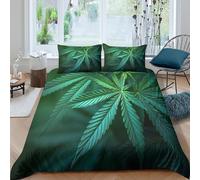 3D Print Ultrasoft Microfibre Cannabis leaf Quilt Cover Soft Bedding Set with Pillow Cases Nature green foliage Duvet Cover All Season Breathable Machine Washable for Home Decor Super king（260x220cm）