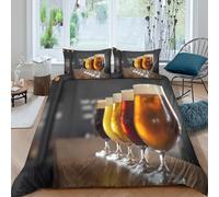 3D Print Ultrasoft Microfibre Craft beer tasting Bedding Quilt Cover All Season Bedding Sets with Pillowcases Brewery experience Duvet Cover Easy Care Breathable for Couples Single（140x200cm）