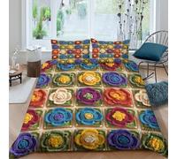 3D Print Ultrasoft Microfibre Crochet flowers Comforter Cover All Season Bedding Set w/ Pillowcases Colorful floral design Quilt Cover Set Easy Care Soft for Boys Girls Kids Double（200x200cm）