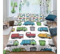 3D Print Ultrasoft Microfibre garbage trucks Comforter Cover Skin-Friendly Bedding Sets w/ Matching Pillowcase cartoon illust Quilt Cover Set All Season Washable Kids Teens Boys Girls King（220x240cm）