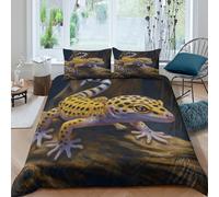 3D Print Ultrasoft Microfibre Gecko reptile painting Bedding Quilt Cover Easy Care Bedding Set w/Pillowcase Wildlife art Bed Quilt Cover All Season Soft Washable for Home Decor Single（140x200cm）