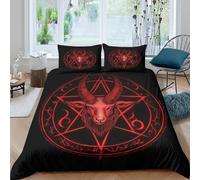 3D Print Ultrasoft Microfibre goat symbol Comforter Cover Skin-Friendly Bedding Sets w/ Matching Pillowcase occult pentagram design Quilt Cover Set All Season Kids Teens Boys Girl (200x200cm)