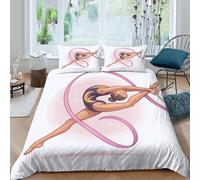 3D Print Ultrasoft Microfibre Gymnast performing Duvet Cover Set Easy Care Bedding Set w/Pillowcase Dynamic art illust Quilt Cover All Season Breathable Washable for Bedroom Decor Double（200x200cm）
