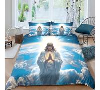 3D Print Ultrasoft Microfibre Jesus Christ Comforter Cover All Season Bedding Set w/Pillowcases spiritual divine art Quilt Cover Set Easy Care Soft Washable for Boys Girls Kids King（220x240cm）