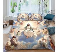 3D Print Ultrasoft Microfibre Jesus Christ Duvet Cover Set Easy Care Bedding Set w/ Pillowcase religious painting style_ Quilt Cover All Season Breathable Washable for Bedroom Decor Double（200x200cm）