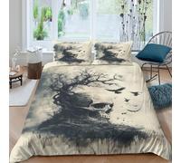 3D Print Ultrasoft Microfibre skull tree Comforter Cover Skin-Friendly Bedding Sets w/ Matching Pillowcase gothic horror illust Quilt Cover Set All Season Kids Teens Boys Girls Su (260x220cm)