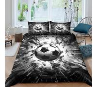 3D Print Ultrasoft Microfibre SoccerBallImpact Bedding Quilt Cover Easy Care Bedding Set w/ Pillowcase DynamicSportsArt_ Bed Quilt Cover All Season Soft Washable for Home Decor Super king（260x220cm）