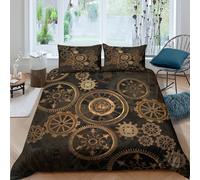 3D Print Ultrasoft Microfibre Steampunk gears Quilt Cover Soft Bedding Set with Pillow Cases Vintage mechanical Duvet Cover All Season Breathable Machine Washable for Home Decor Super king（260x220cm）