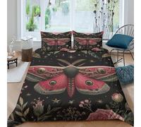 3D Print Ultrasoft Microfibre Vintage moth art Bedding Quilt Cover All Season Bedding Sets w/Pillowcases Floral fantasy design Duvet Cover Easy Care, Washable Boys Girls Kids Single(135x200cm)