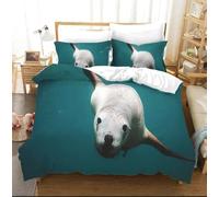 3D Print Water Sloth Quilt Cover Set King Size 230x220 Aquatic Life Bedding Set Soft Microfiber 3-Piece Fluffy Duvet Cover Set Suitable for boys Girls and Teenagers C.2363