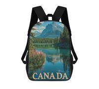 3D Printed 17inch Travel Bags Canada Wilderness - Majestic Mountains And Mirror Lake Travel Poster Kids School Backpack Outdoor Casual Daypack Fashion Casual Children Backpacks for Girls Women