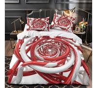 3D Printed 3 Pcs Bedding Set Bed Decor Zipper Closure Design Ultra Red Spiral Tubes Quilt Cover Durable Machine Washable for Youth,Adults,Teens abstract Geometric Duvet Cover Double（200x200cm）