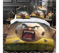3D Printed 3 Pcs Bedding Set Bed Decor Zipper Closure Design Ultra Soft Angry Soccer Ball Quilt Cover Durable Machine Washable for Youth,Adults,Teens coon Animated Duvet Cover Single（140x200cm）