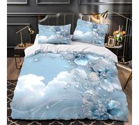 3D Printed 3 Pcs Bedding Set Bed Decor Zipper Closure Design Ultra Soft Crystal Flowers Quilt Cover Durable Machine Washable for Youth,Adults,Teens Elegant Digital Duvet Cover Double（200x200cm）