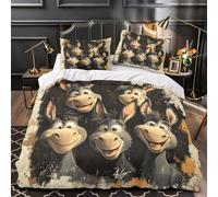 3D Printed 3 Pcs Bedding Set Coon Donkey Faces Duvet Cover Home Decor Hidden Zipper Super Soft Breathable Durable Easy Care for Teens,Adults,Kids Whimsical Animal Quilt Cover King（220x240cm）