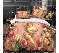 3D Printed 3 Pcs Bedding Set Cupid Holding Bow Duvet Cover Home Decor Hidden Zipper Super Soft Breathable Durable Easy Care for Teens,Adults,Kids Victorian Romantic Quilt Cover Double（200x200cm）