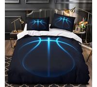 3D Printed 3 Pcs Bedding Set Home Decor Extra Blue Basketball Glow Quilt Cover Hypoallergenic Wrinkle-Resistant for Adults,Girls,Children digital Neon Sports Duvet Cover Super king（260x220cm）