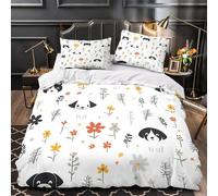 3D Printed 3 Pcs Bedding Set Home Decor Hidden Zipper Extra Cute Dog Faces Duvet Cover Easy Care Machine Washable for Teenagers,Girls,Youth minimalist Floral Comforter Cover Double（200x200cm）