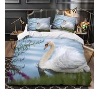 3D Printed 3 Pcs Bedding Set Room Decor Zipper Ultra Soft Swan on Lake Comforter Cover Durable Easy Care for Children,Teens,Women Nature Serene Quilt Cover Super king（260x220cm）