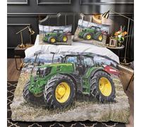 3D Printed 3-Piece Bedding Set Bed Decor Hidden Zipper Super Tractor Farm Comforter Cover Washable Anti-allergic for Teens,Boys,Women Rural Countryside Painting Quilt Cover Single（135x200cm）