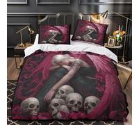 3D Printed 3-Piece Bedding Set Bed Decor Zipper Closure Extra Angel with Pink Wings Comforter Cover Breathable Anti-allergic for Kids,Teens,Youth gothic Fantasy Quilt Cover Single（135x200cm）