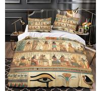 3D Printed 3-Piece Bedding Set Bed Decor Zipper Closure Ultra AncientEgyptian Quilt Cover Washable Anti-allergic for Teens,Youth,Women HieroglyphicDecorative Duvet Cover Super king（260x220cm）