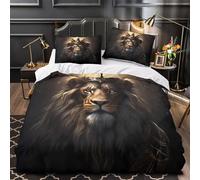 3D Printed 3-Piece Bedding Set Bed Decor Zipper Closure Ultra Soft Royal Lion King Quilt Cover Breathable Wrinkle-Resistant for Youth,Adults,Boys Fantasy Duvet Cover King（220x240cm）
