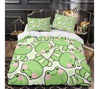 3D Printed 3-Piece Bedding Set Home Decor Hidden Zipper Ultra Soft Cute Frog Stickers Comforter Cover Machine Washable All Season for Adults,Kids,Children kawaii Coon Duvet Cover Single（135x200cm）