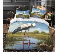 3D Printed 3-Piece Bedding Set Home Decor Zipper Ultra Stork Standing Duvet Cover Hypoallergenic Machine Washable for Children,Boys,Youth nature Wildlife Comforter Cover Super king（260x220cm）