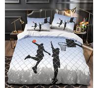 3D Printed 3-Piece Bedding Set Room Decor Hidden Zipper Super Soft Basketball Player Comforter Cover Easy Care Hypoallergenic for Teens,Adults,Boys urban Street Quilt Cover Double（200x200cm）