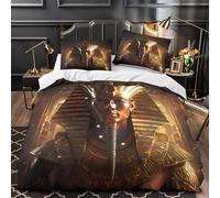 3D Printed 3-Piece Bedding Set Room Decor Hidden Zipper Ultra Soft AncientPharaoh Quilt Cover Washable Hypoallergenic for Adults,Girls,Youth EgyptianRoyal Duvet Cover Super king（260x220cm）