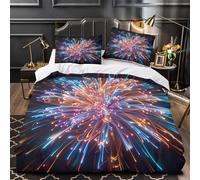 3D Printed 3-Piece Bedding Set Room Decor Hidden Zipper Ultra Soft Fireworks Display Quilt Cover Washable Hypoallergenic for Adults,Girls,Youth Neon Light Festival Duvet Cover Double（200x200cm）