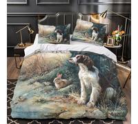 3D Printed 3 Pieces Bedding Set Bedroom Decor Extra Hunting Dog Comforter Cover Machine Washable Hotel Quality for Youth,Teens,Boys realistic Wildlife Painting Quilt Cover Super king（260x220cm）