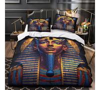 3D Printed 3 Pieces Bedding Set Bedroom Decor Zipper Closure Extra Soft AncientEgyptianPharaoh Comforter Cover Machine Washable Hotel Quality for Youth,Teens,Boys Quilt Cover King（220x240cm）