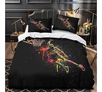3D Printed 3 Pieces Bedding Set Bedroom Decor Zipper Closure Ultra Basketball Player Comforter Cover Breathable Anti-allergic for Girls,Kids,Youth colorful Splatter Quilt Cover Double（200x200cm）