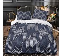 3D Printed 3 Pieces Bedding Set Bedroom Decor Zipper Super Soft Navy Chevron Duvet Cover Washable Hypoallergenic for Children,Adults,Youth Modern Geometric Quilt Cover Super king（260x220cm）