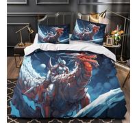 3D Printed 3 Pieces Bedding Set Home Decor Hidden Zipper Ultra Soft Fantasy Dragon Rider Quilt Cover Breathable Anti-allergic for Adults,Kids,Teenagers epic Fantasy Duvet Cover Single（135x200cm）