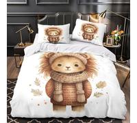 3D Printed 3 Pieces Bedding Set Home Decor Zipper Closure Extra Cute Lion Baby Comforter Cover Durable Machine Washable for Children,Kids,Women Coon Autumn Quilt Cover Super king（260x220cm）