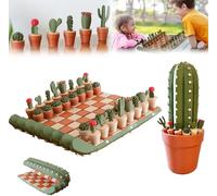 3D Printed 32PCS Cactus Chess Board Set - Portable Cactus Chess Set, Roll-Up Magnetic Travel Chess Board, Novelty Succulent Design for Home, Office & Travel