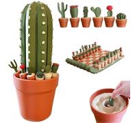 3D Printed 32PCS Cactus Chess Board Set, Roll-Up Portable Cactichess Travel Chess Board with Succulent Plant Pieces, Fun Gift for Plant Lovers and Board Game Fans