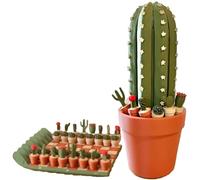3D Printed 32PCS Cactus Chess Board Set,Roll-Up Portable Cactus Chess Set with Succulent Plant Pieces, Fun Travel Game & Gift for Nature or Chess Lovers