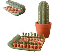 3D Printed 32PCS Cactus Chess Board Set-Roll-Up Travel Board with Succulent Plant Chess Pieces, Fun Portable Game for Plant Lovers,Magnetic Folding Chess Board